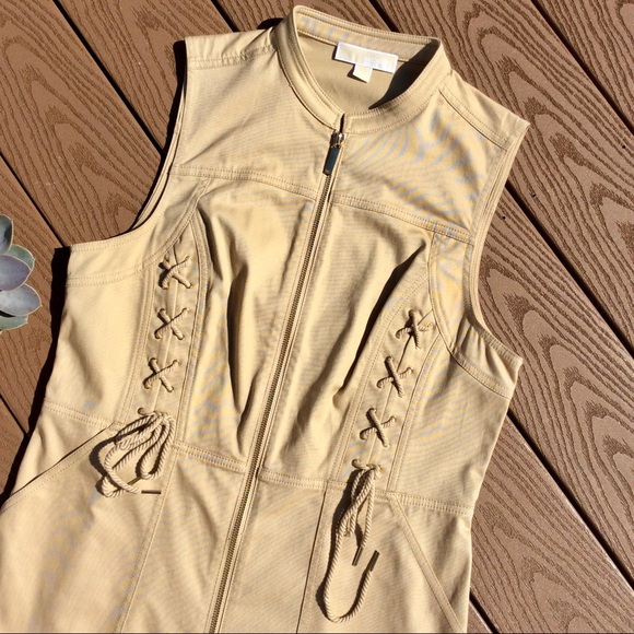 Michael Kors Dresses & Skirts - MK Natural Twill Side Zip Lace Up Shirt Dress